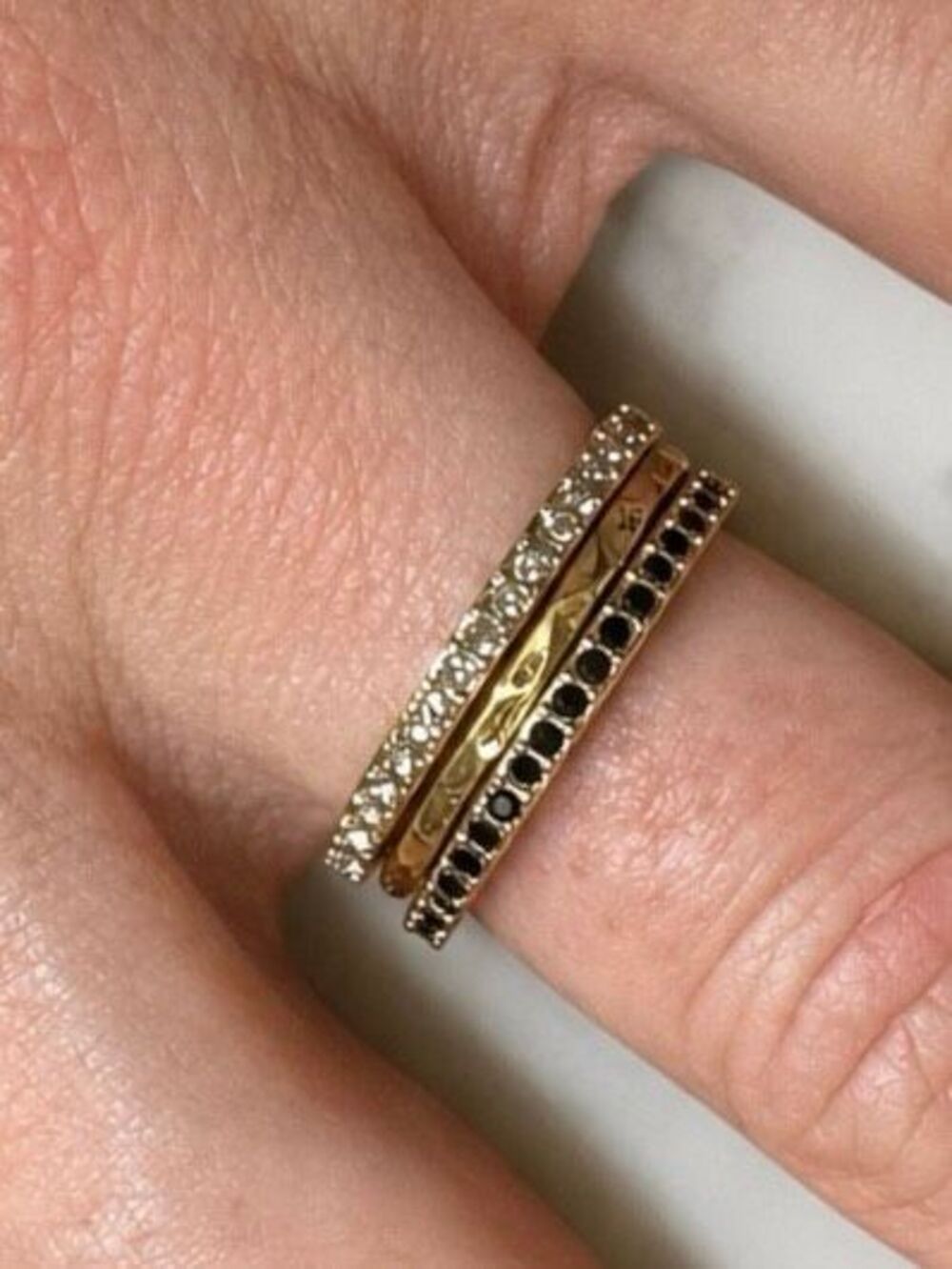 MADEWELL Size 6 Stackable Ring Set Gold Tone Trio Minimalist Stacking Rings